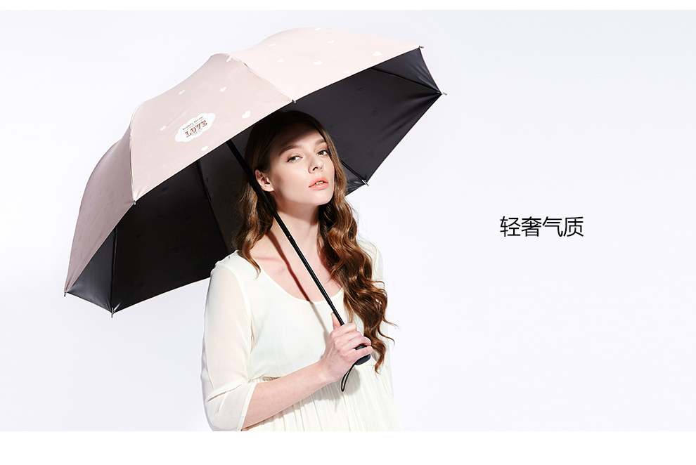 JUST MODE 黑胶晴雨伞 遇水变色雨伞 防晒折叠伞 樱花粉