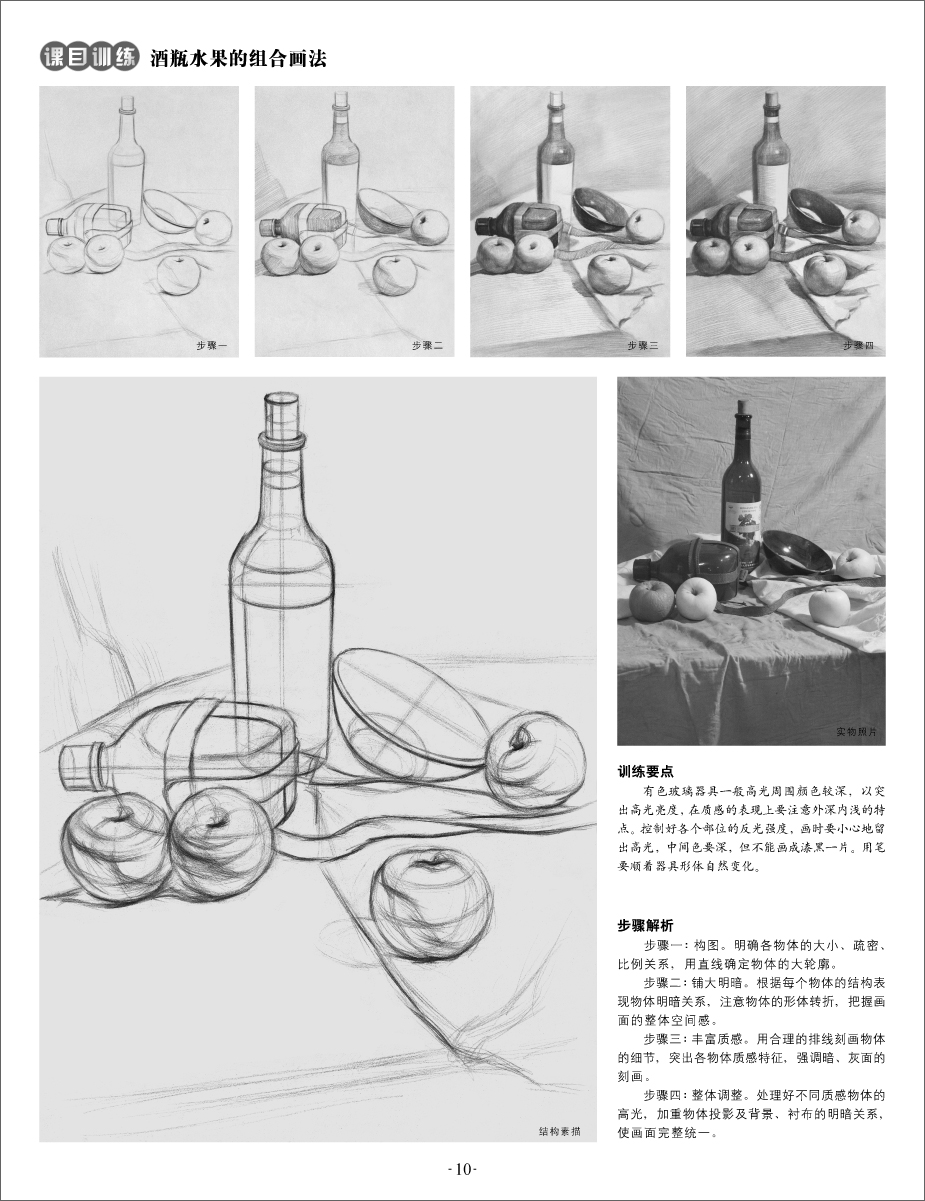 新版临摹本素描静物下册名师范本美术基础教程丛书 实物照片 步骤解析