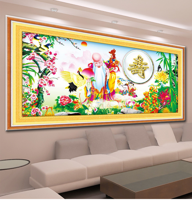 A KS十字绣鹤寿延年十字绣大幅寿图寿字新款客厅大画人物系列100精准印花立体绣 AKS货号V8043绣鲤鱼葫芦和桃子 长1.15米*宽0.9米