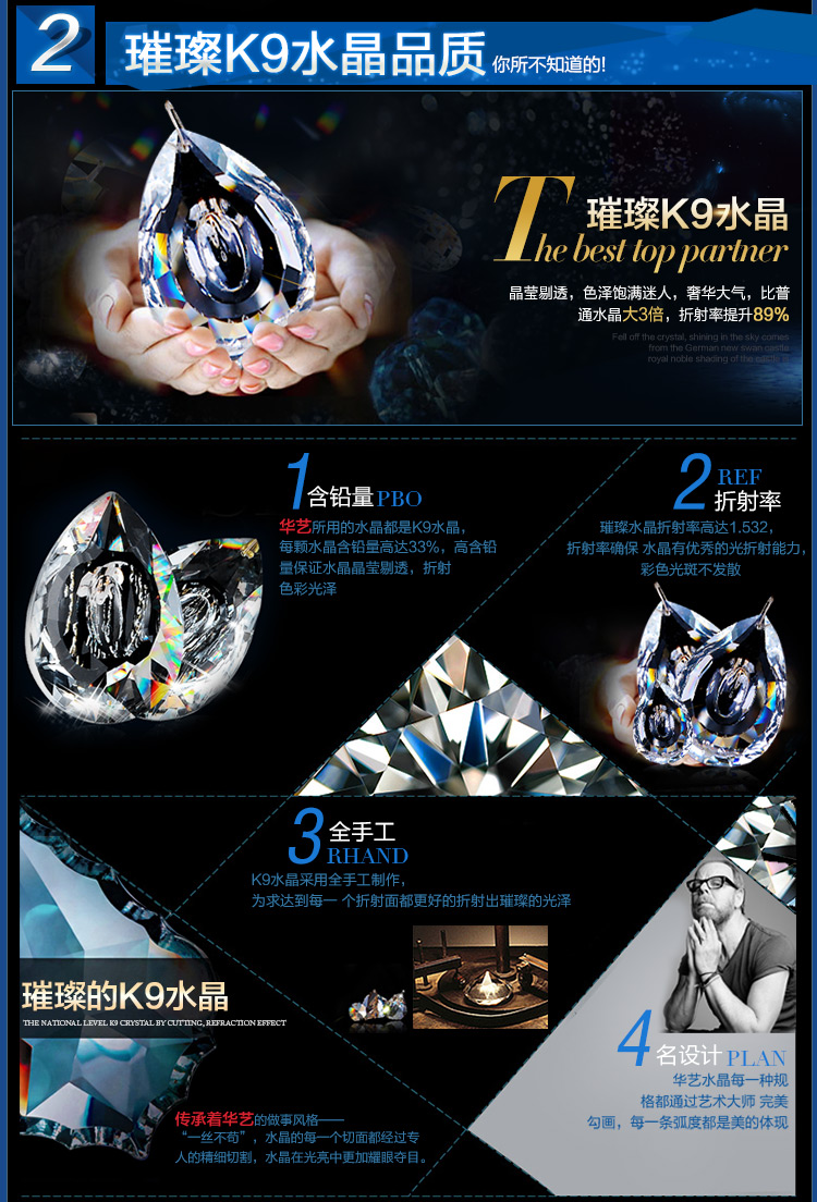 
                                        华艺灯饰 欧式壁灯 床头卧室客厅过道阳台水晶锌合金装饰灯具 DB28 壁灯 2头                