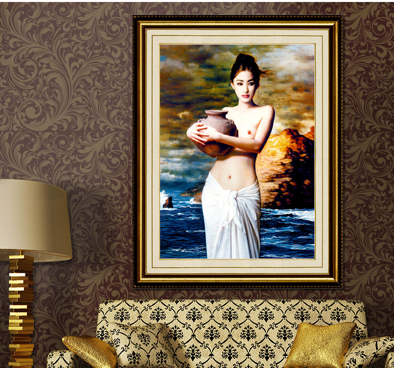 
                                        鸿胤蒙娜丽莎水晶粘钻十字绣满钻客厅钻石画抱陶女陶美人物画钻石绣贴钻画贴钻秀魔方钻圆钻客厅挂 QT6392 长0.55米*宽0.75米                
