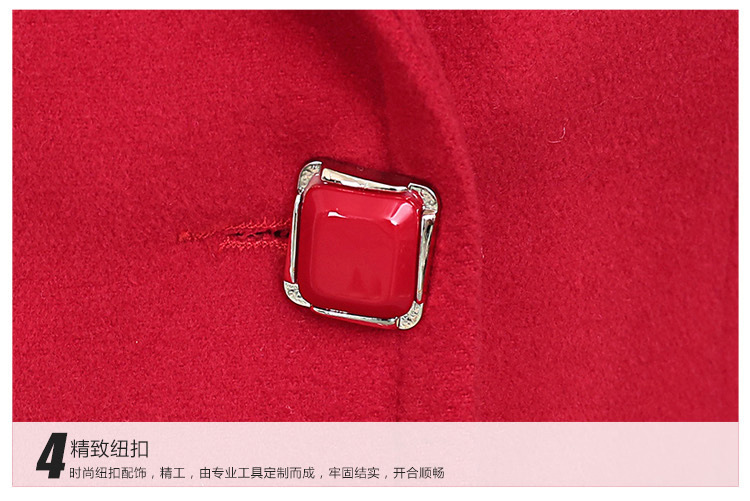 子茵衣舍2015冬季中长款毛呢外套时尚修身显瘦羊羔毛呢子风衣西装 粉色 XL