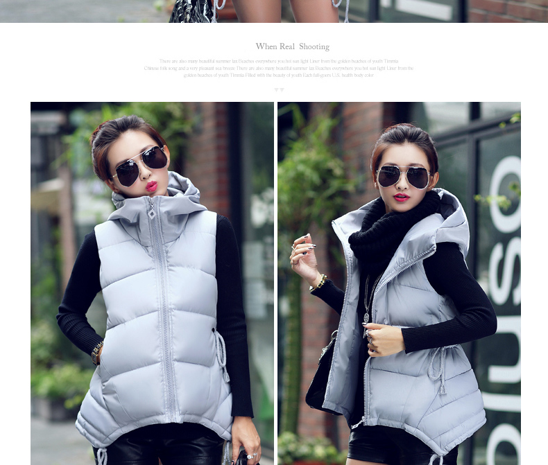 乐萌狼2015冬季新款韩版时尚修身羽绒棉服马甲中长连帽女背心Q15801 黄色 XXL