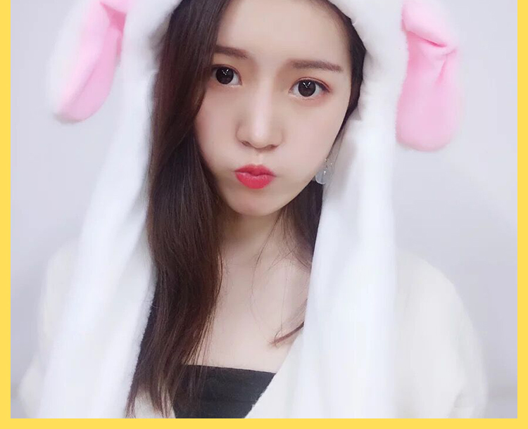 挺龙抖音同款兔子耳朵帽子网红同款二次元可爱气囊捏耳朵会动的兔子帽