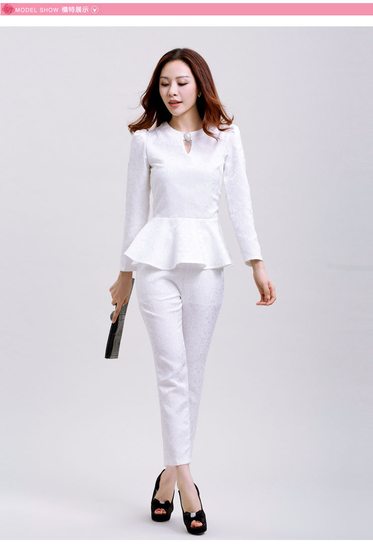 锐颖R.Y 2015新款秋冬装女名媛长袖蕾丝衫+长裤两件套休闲套装3832 黑色 L