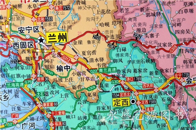 兰州市地图挂图 甘肃省地图挂图 二合一地图 正反面印刷1.