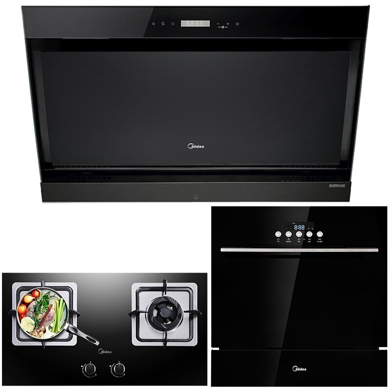 美的（Midea）近吸油烟机燃气灶具洗碗机三件套装DJ...