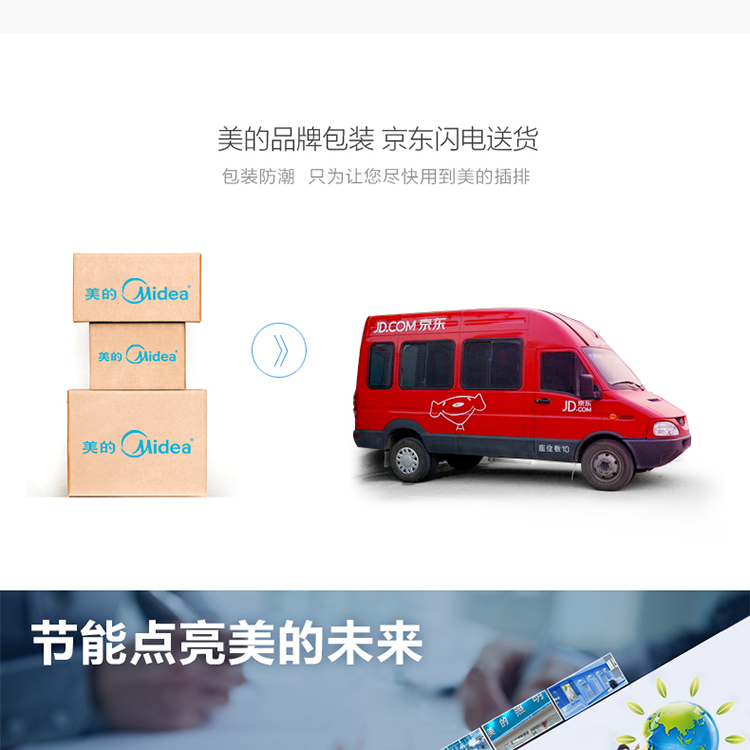 
                                        【京东超市】美的（Midea）排插接线板 电源插板拖线板 1.8米多用八位插排                