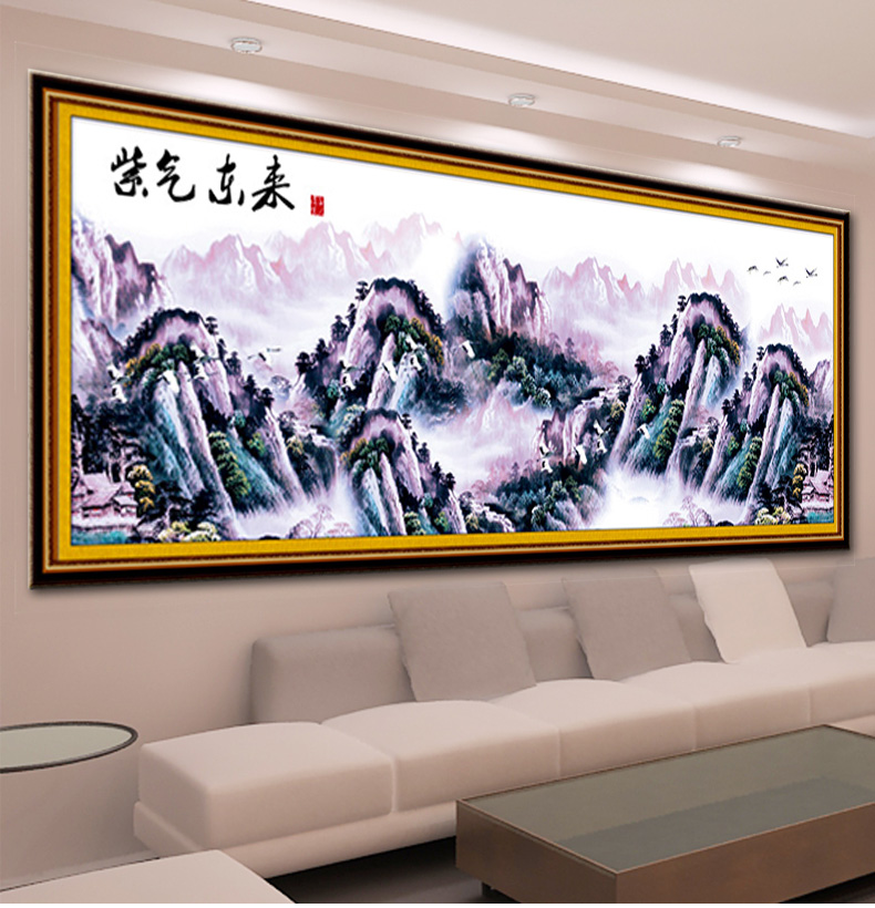 
                                        鸿胤蒙娜丽莎粘钻十字绣钻石秀满钻新款钻石画紫气东来5D钻石绣贴钻画客厅风景画系列砖石画点钻 Z327(MK1235) 长1.86米*宽0.69米                