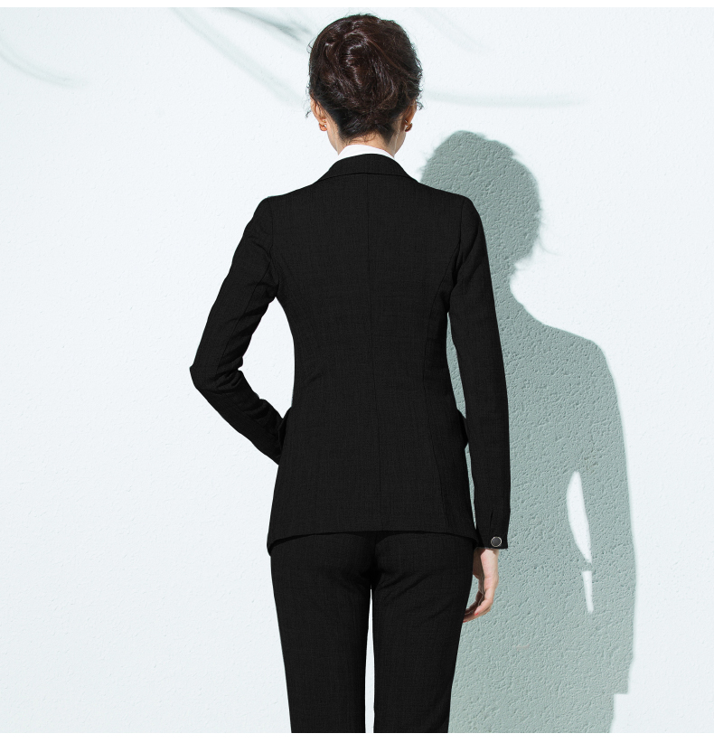 轻奢时尚品牌女装 诺威珂2015秋冬新款长袖修身女士正装裤西装职业女装套 黑西装+黑西裤 S