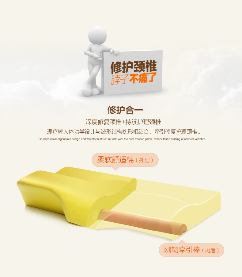 睡眠易 记忆枕  颈椎枕头 修护颈椎专用枕头 尊贵理疗版