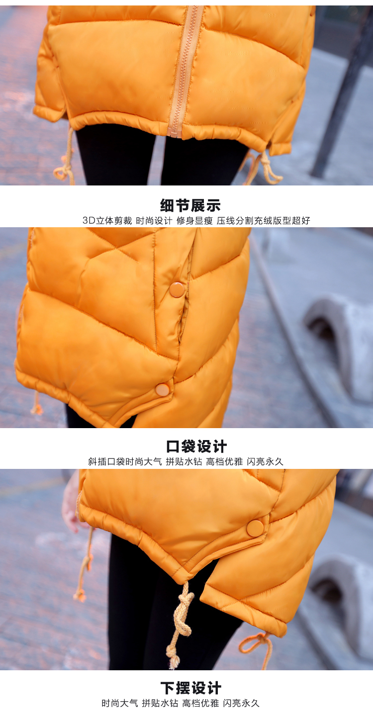 奥芊洛  2015秋冬女长款修身连帽羽绒棉马甲大码韩背心马夹胖MM大码长马甲 卡其色 2XL