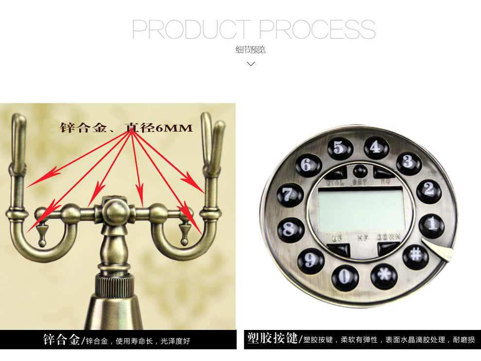 
                                        复古电话座机仿古电话机座机家用创意装饰摆件 CY-501A                