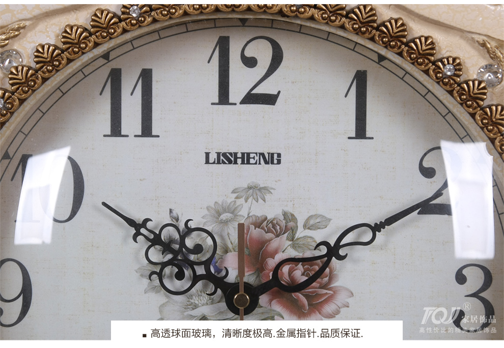 
                                        丽盛大号欧式静音客厅单面挂钟时钟挂表卧室钟表餐厅钟表 古铜色                
