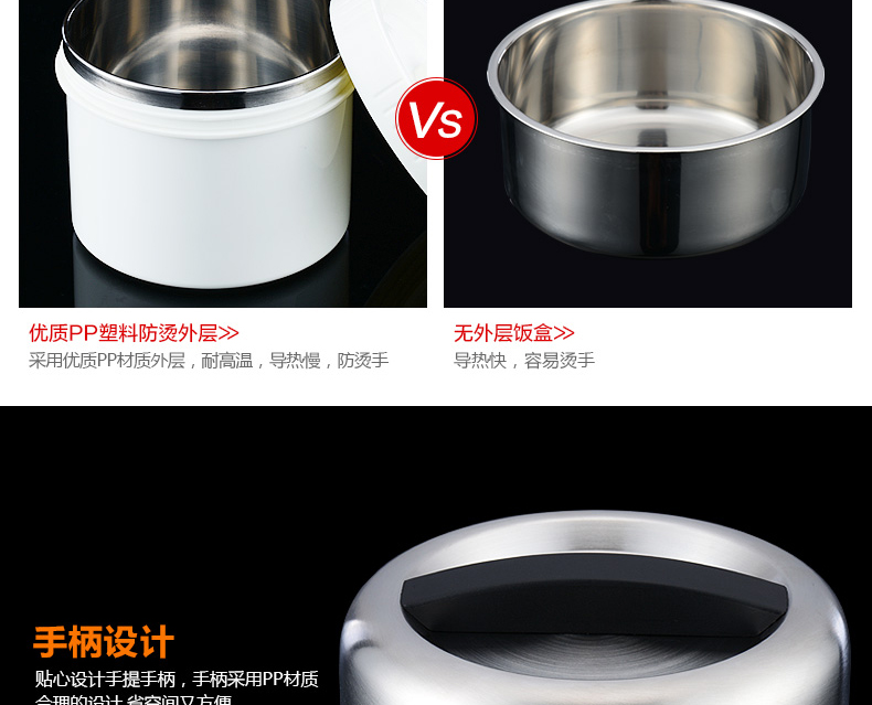 
                                        壹滴水（edish）304不锈钢双层真空保温饭盒 保温桶密封三层便当盒JLY-860 黑色                
