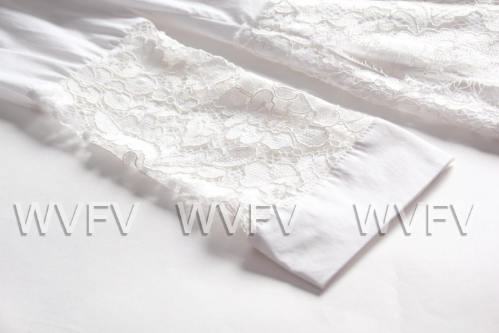 WVFV 2015秋装新款欧美纯白色中长款翻领蕾丝拼接A字白衬衫女 C5540 白色 2 S 预定10天左右