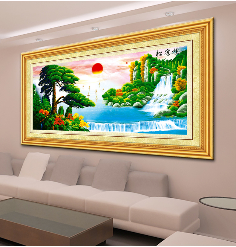 
                                        鸿胤皇室蒙娜丽莎5D钻石绣十字绣贴钻画水晶钻石画迎客松魔方钻满钻新款客厅风景系列大幅圆钻粘 QT6250 长1.47米*宽0.63米                