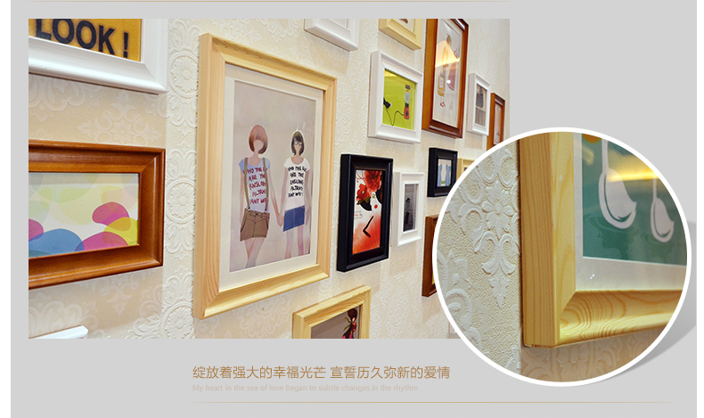 
                                        梓晨实木照片墙 相框墙 客厅欧式 相片墙创意相框画框组合 地中海 白原蓝红(送欧式画芯)                