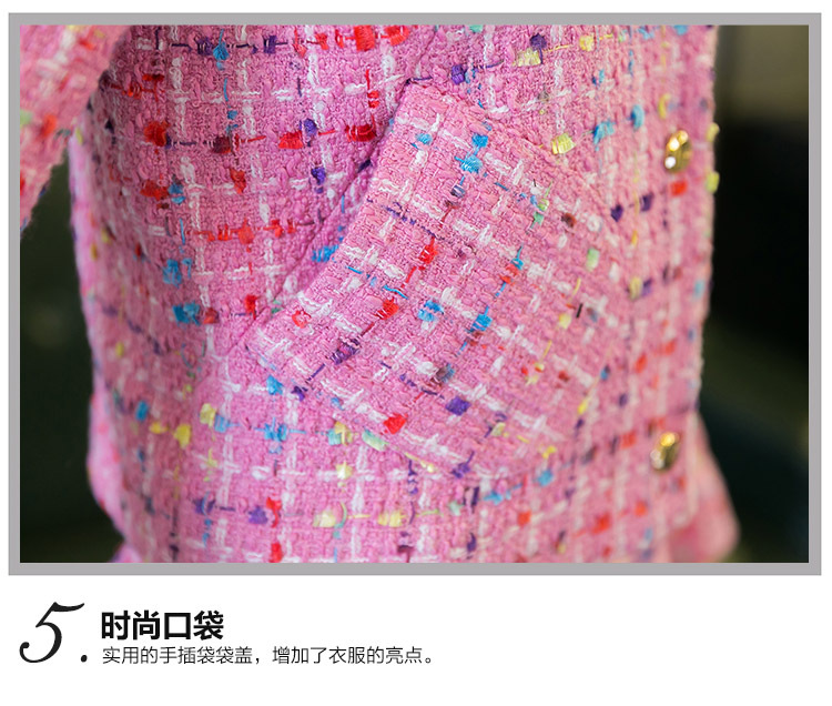 OEHE 2015冬装新款韩版修身两件套连衣裙女时尚显瘦毛领长袖套裙 粉红色 M