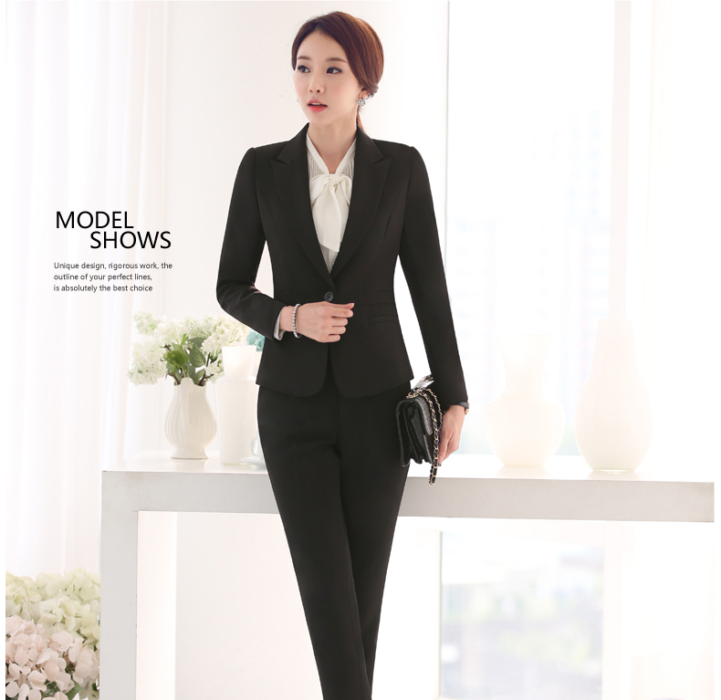 
                                        曼彩蝶2015秋冬职业工作服装面试装正装女士西服短裙  长裤 黑色 XXL                