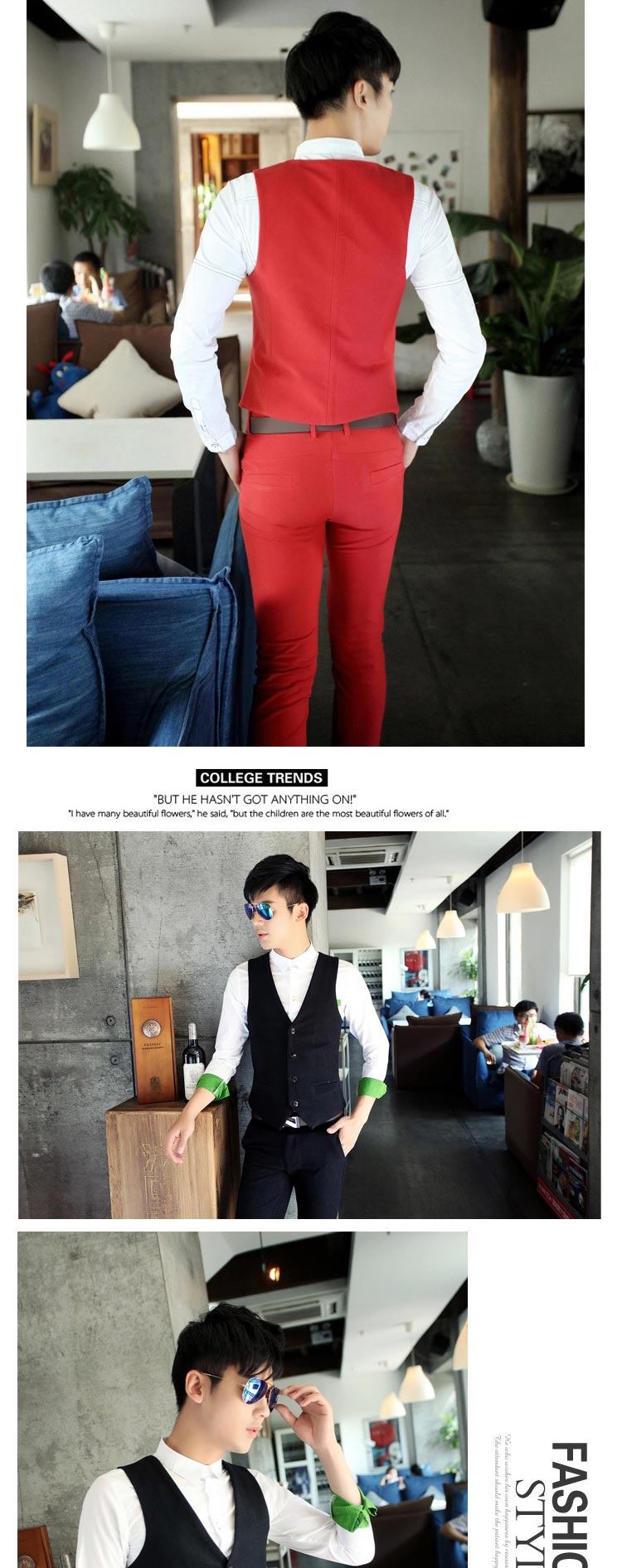 西子阁 英伦男士秋冬季休闲<em>马甲</em>套装<em>男款</em>韩版