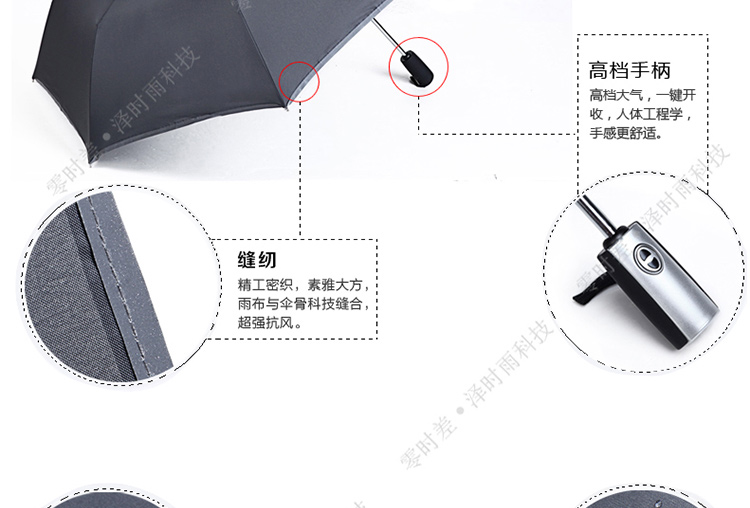 零时差创意3M夜行反光雨伞男士商务伞 全自动伞自开自收雨伞 超大女士折叠晴雨伞三折大伞超轻 全自动大号蓝色