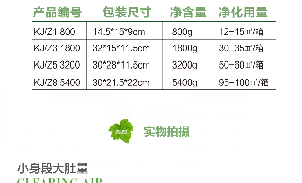 格林·森特 藻钙装修除甲醛空气净化系列 新房装修家具去除甲醛苯油漆味 甲醛甲苯异味清除剂 装修除醛宝 200G*16袋/箱