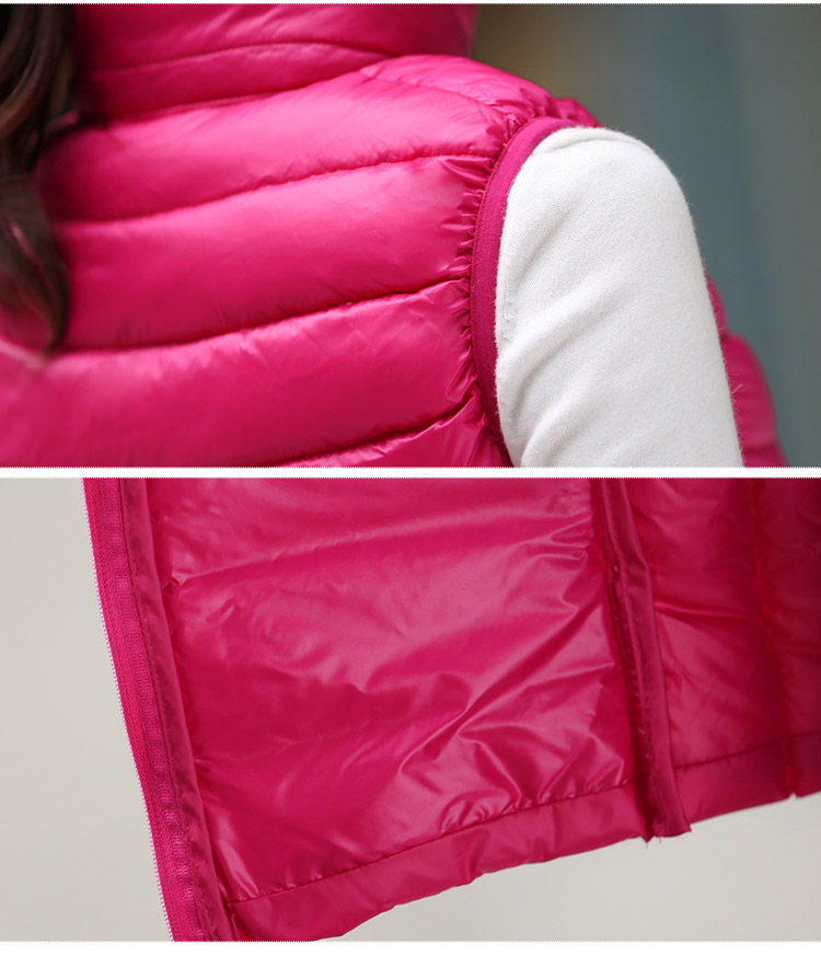 乔媞2015新款无袖羽绒服女轻薄马甲立领简约 修身显瘦背心时尚百搭加大码外套 酒红色 XL
