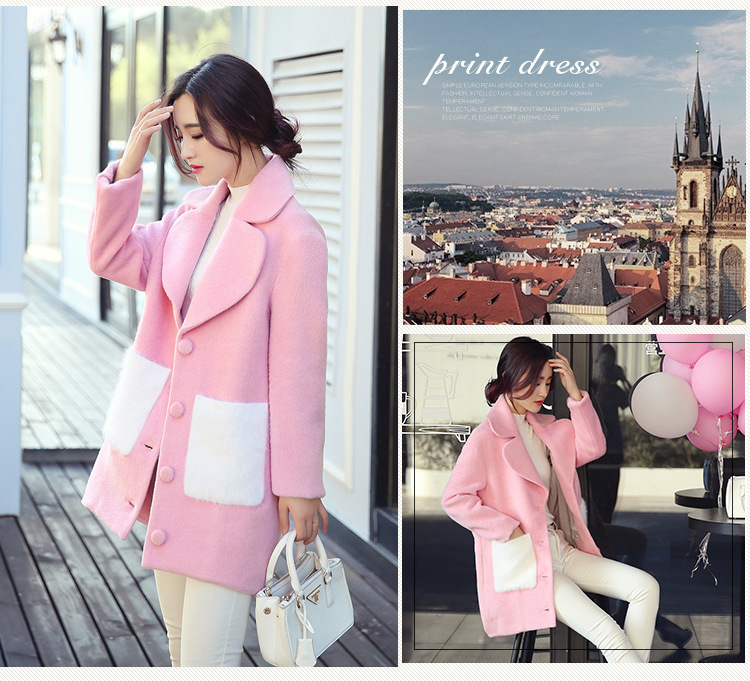 America where Tian Cheng 2015 autumn and winter new Korean knocked color collage pocket long hair a wool coat BR886 pink S picture, prices, brand platters! The elections are supplied in the national character of distribution, so action, buy now enjoy more preferential! As soon as possible.