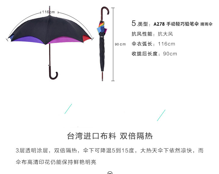 优集品Totes经典时尚长柄伞 A179-透明心