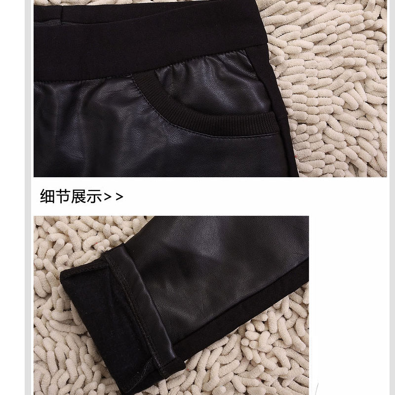 天下路  2016春夏秋冬新款修身打底裤假两件裙裤女皮拼接靴裤裙裤 加绒加厚 黑色 M