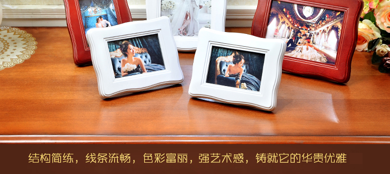 梦雅莉 实木圆边欧式相框 7寸 10寸 挂墙 摆台 复古相架 创意相片架 复古色 10寸摆式( 高档欧式 )