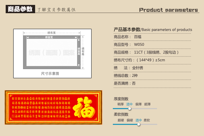 欧伦皇室蒙娜丽莎十字绣百福图福字系列大幅新款客厅大画简单款餐厅印花刺绣挂画 皇室W050 长1.44米*宽0.49米