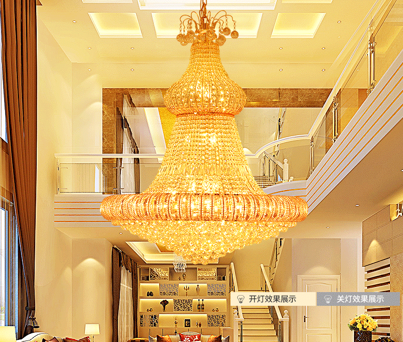 锐阳复式楼客厅灯灯具大气 工程大厅水晶灯大吊灯 圆形客厅灯吊灯灯具
