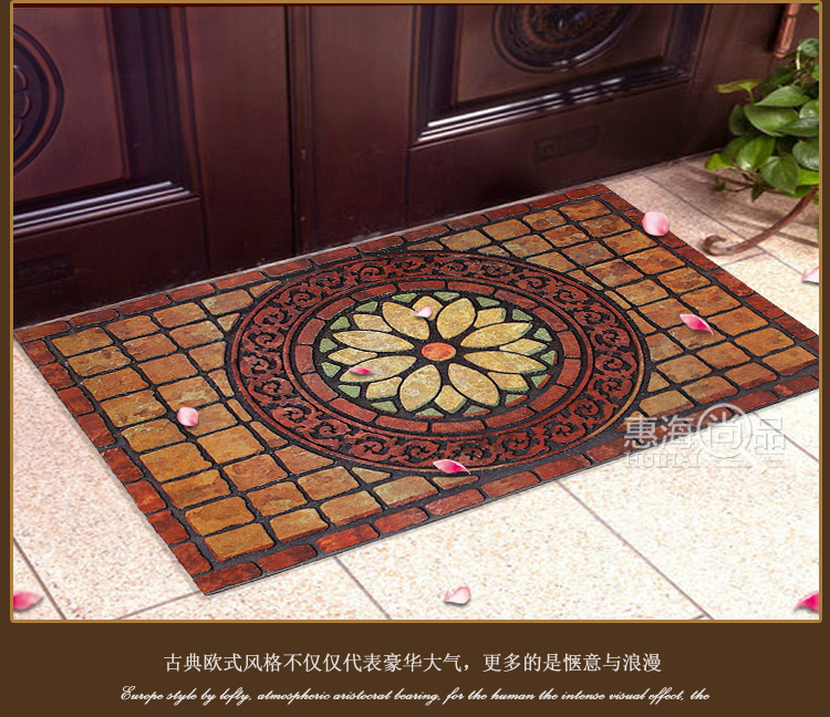 
                                        汇海雅绣 欧式橡胶地垫入户门垫别墅进门玄关垫 BH027-35-1 58*88cm                