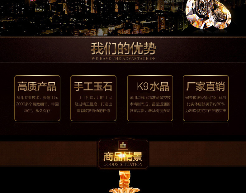 格灯堡 欧式玉石水晶吊灯客厅餐厅别墅奢华复式楼锌合金玉石吊灯99020 奢华锌合金8头