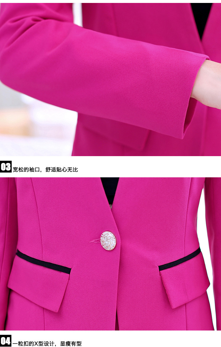 2015新款修身职业装女装套裙西服正装工作服一粒扣套裙加大码三件套秋季女装 白色 S
