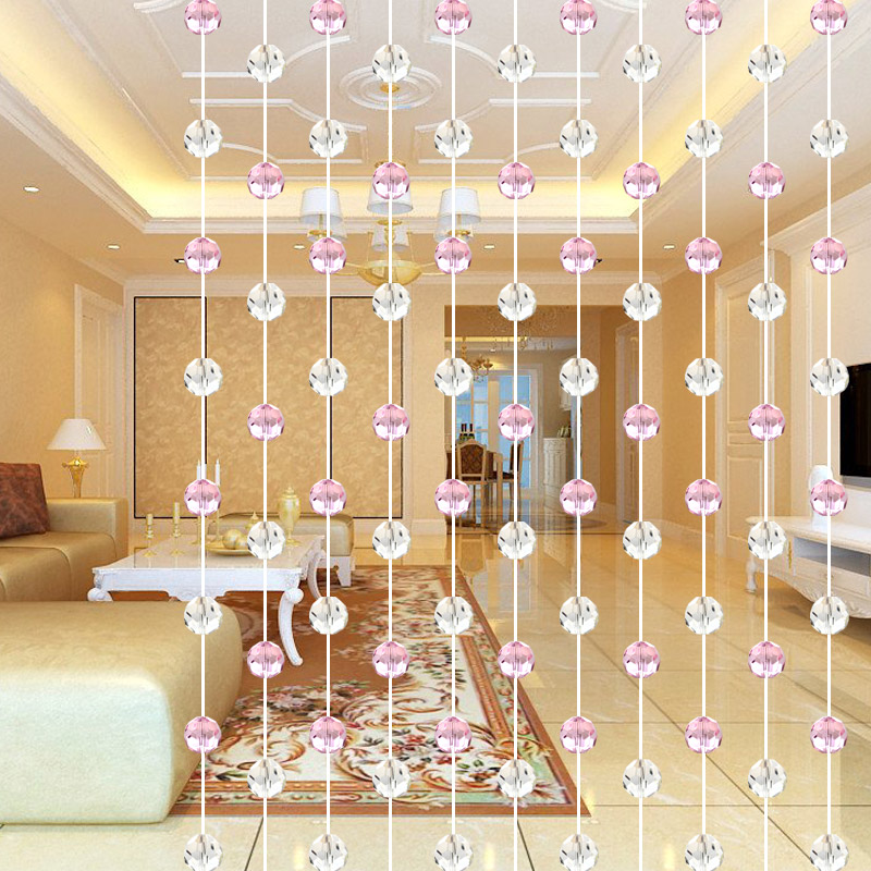 小雏菊 如梦令 水晶珠帘成品装饰珠帘客厅过道门帘隔断帘子 22条 玄关门帘 22条香槟色 最短0.4最长0.7m