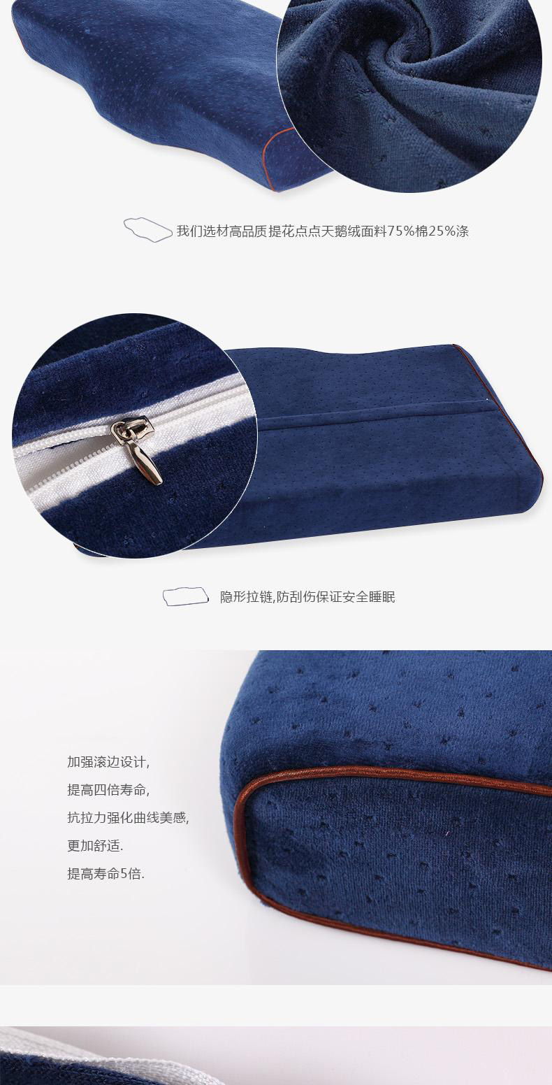 
                                        晶玺 枕头枕芯 蝶形慢回弹记忆枕头芯 藏蓝-双只装                