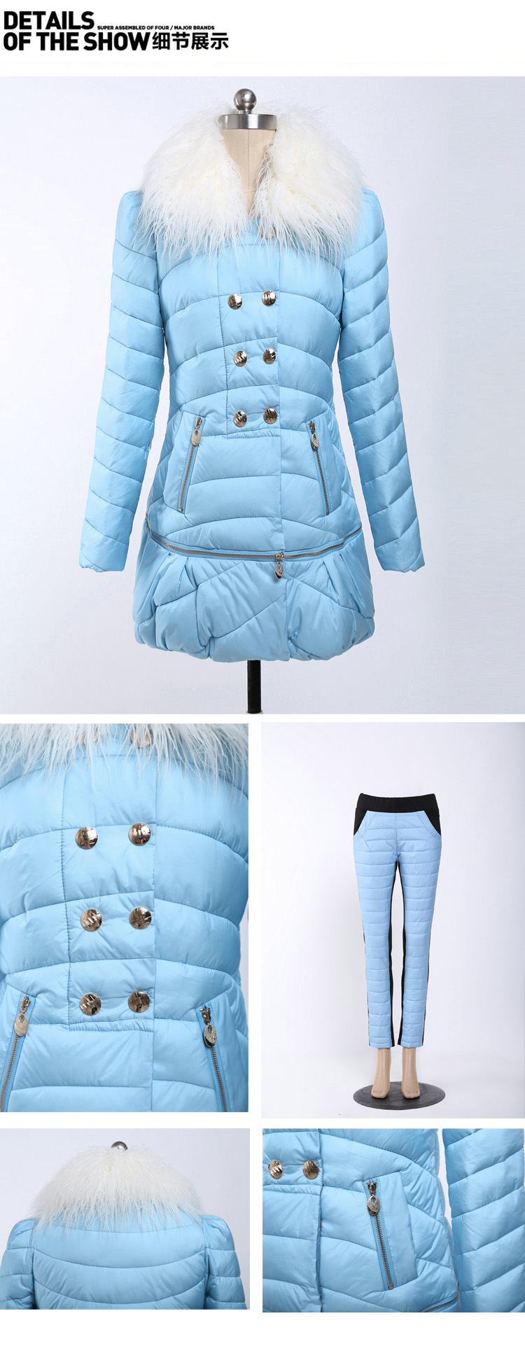爱俏妮（AIQIAONI）2015冬装新款休闲运动棉服女保暖棉裤女两件套 芥末黄 XXL