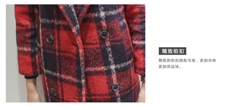 E77℃ 欧洲站2015秋冬款女装中长款英伦格子毛呢大衣韩版风衣加厚保暖毛呢外套潮 9680#绿格子 XL