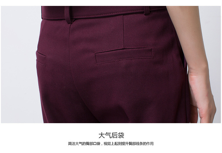 格妮娅2015毛呢加厚高档定制配腰带西裤纽扣独特设计时尚西装裤 灰色 XL