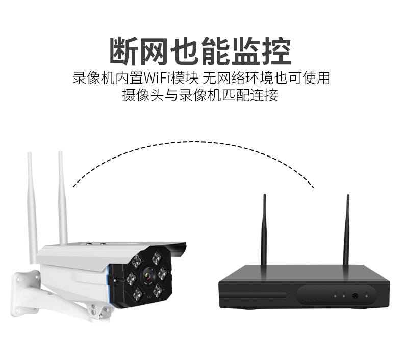 恒思安200万4路无线wifi监控设备套装监控摄像头一体机硬盘录像机远程