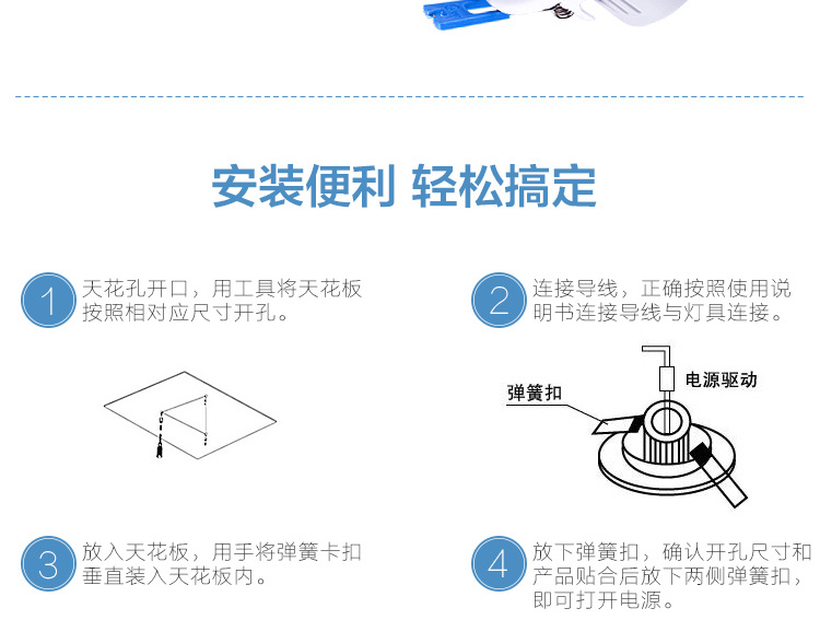 美的（Midea）超薄LED天花射灯功率4w半深藏式 正白白光光源 电商专供