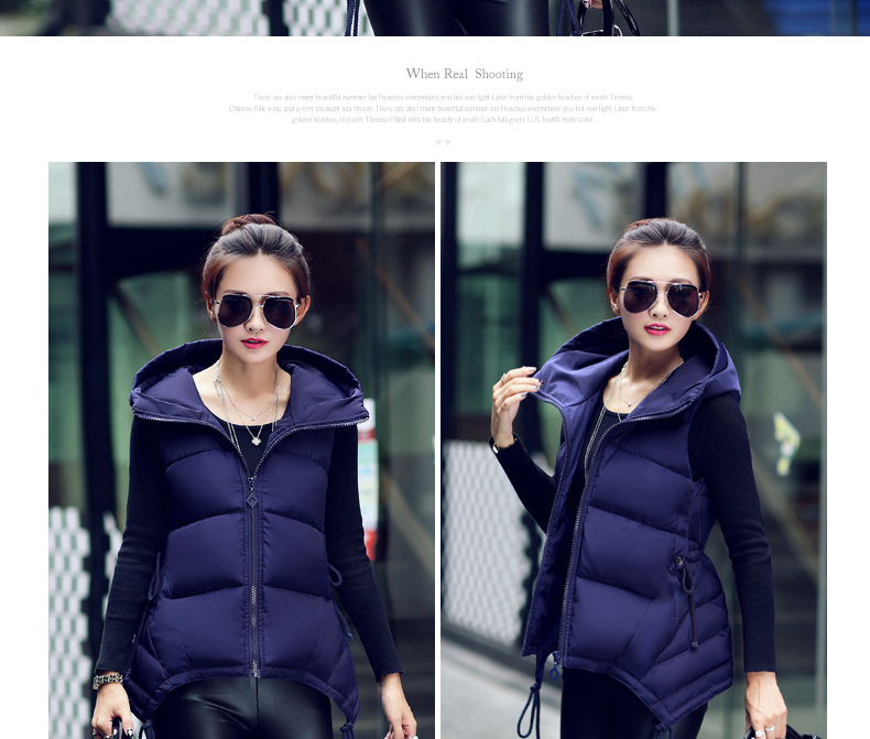 乐萌狼2015冬季新款韩版时尚修身羽绒棉服马甲中长连帽女背心Q15801 黄色 XXL