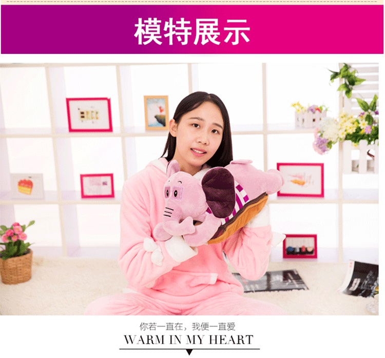 迪胜新款大象卡通防爆充电热水袋注水充水可爱毛绒暖手宝电热宝暖水袋 咖啡色