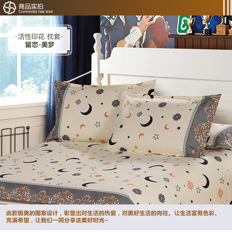 
                                        美棉坊家纺 全棉印花枕套 床上用品 粗布/活性印花/几何/大气枕套 夏之风-枕套                