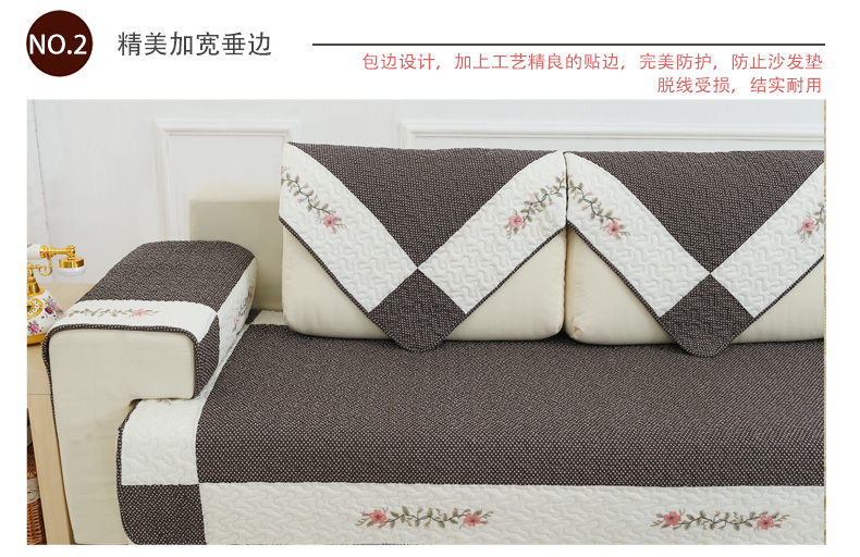 绿幽谷田园全棉沙发垫套装布艺坐垫四季通用韩版沙发垫子沙发套罩巾 花环国度 单条90*90cm