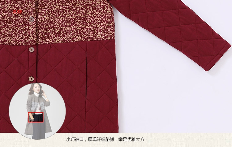 素珂2015冬装新款棉麻衬衫长袖印花加棉衬衣款风衣女 红色 M