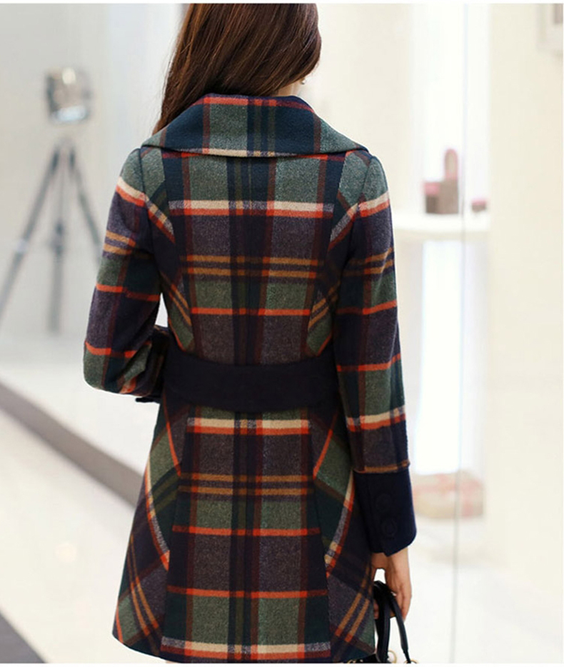 Meijia Garment 2015 winter thick Korean female new grid gross? 